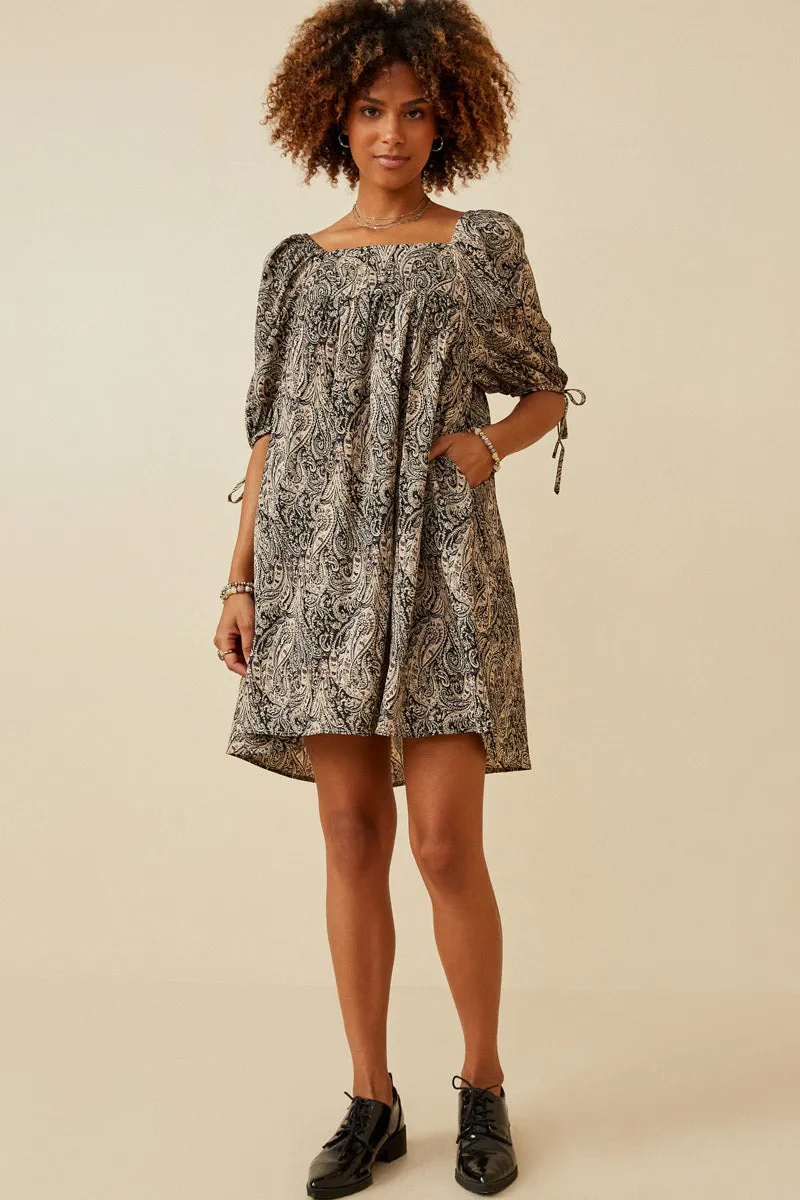 Womens Paisley Print Tie Sleeve Square Neck Dress sold by Hayden product image thumbnail 5