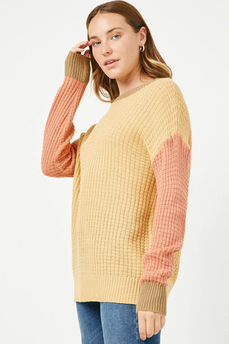 Womens Colorblock Waffle Knit Sweater sold by Hayden product image thumbnail 4