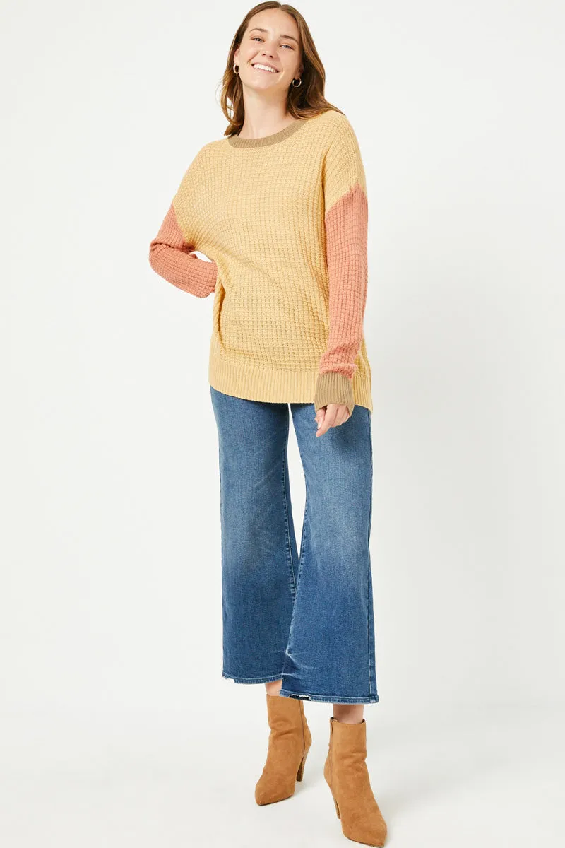 Womens Colorblock Waffle Knit Sweater sold by Hayden