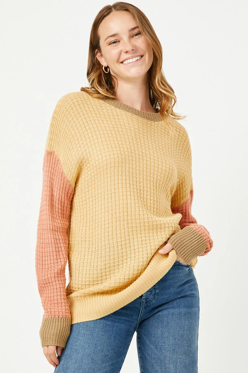Womens Colorblock Waffle Knit Sweater sold by Hayden product image thumbnail 3