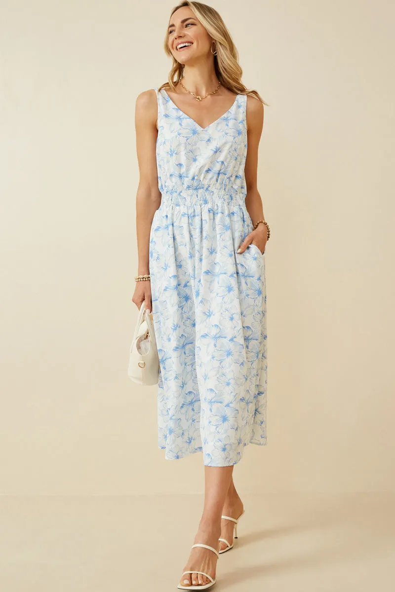 Womens Floral Printed Smocked Waist Tank Dress sold by Hayden