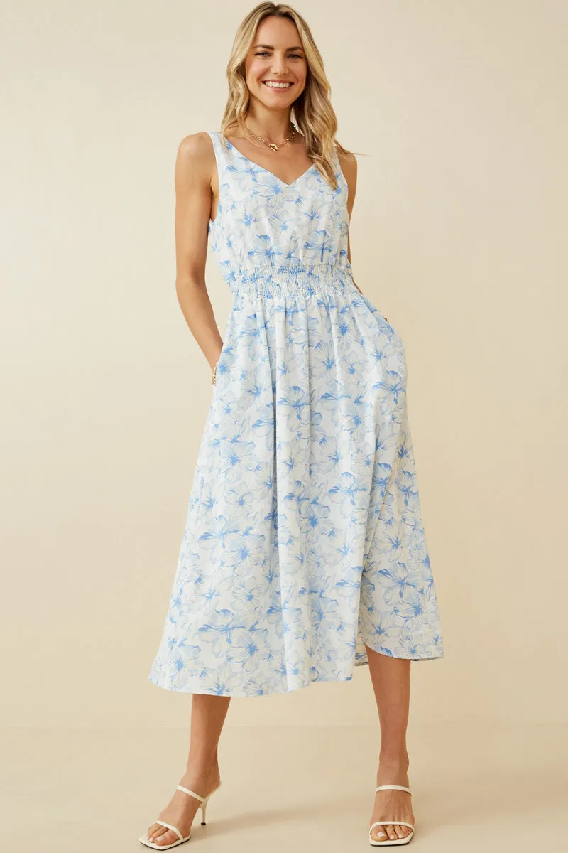 Womens Floral Printed Smocked Waist Tank Dress sold by Hayden product image thumbnail 2