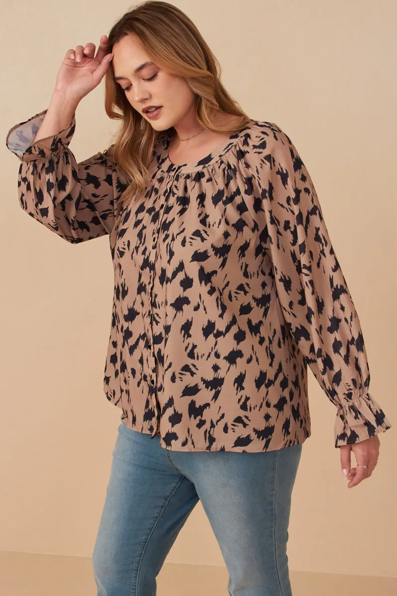 Womens Abstract Print Cinch Cuff Buttoned Blouse sold by Hayden product image thumbnail 2