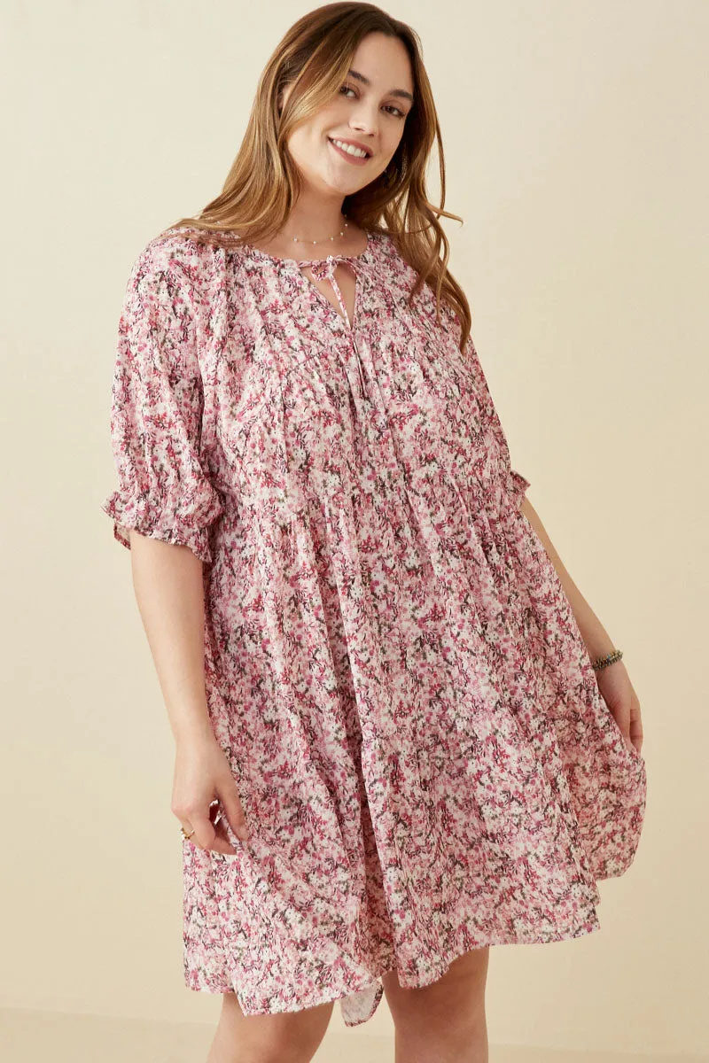 Womens Floral Print Tie Neck Cinch Sleeve Dress sold by Hayden product image thumbnail 5