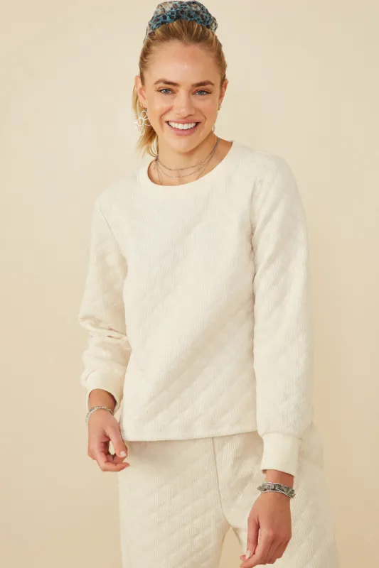Womens Quilted Knit Pullover Sweatshirt sold by Hayden