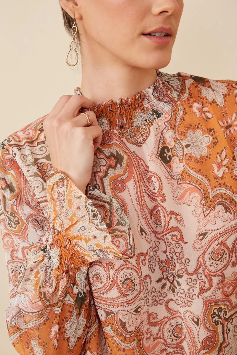 Womens Paisley Print Smock Detail Chiffon Top sold by Hayden product image thumbnail 3
