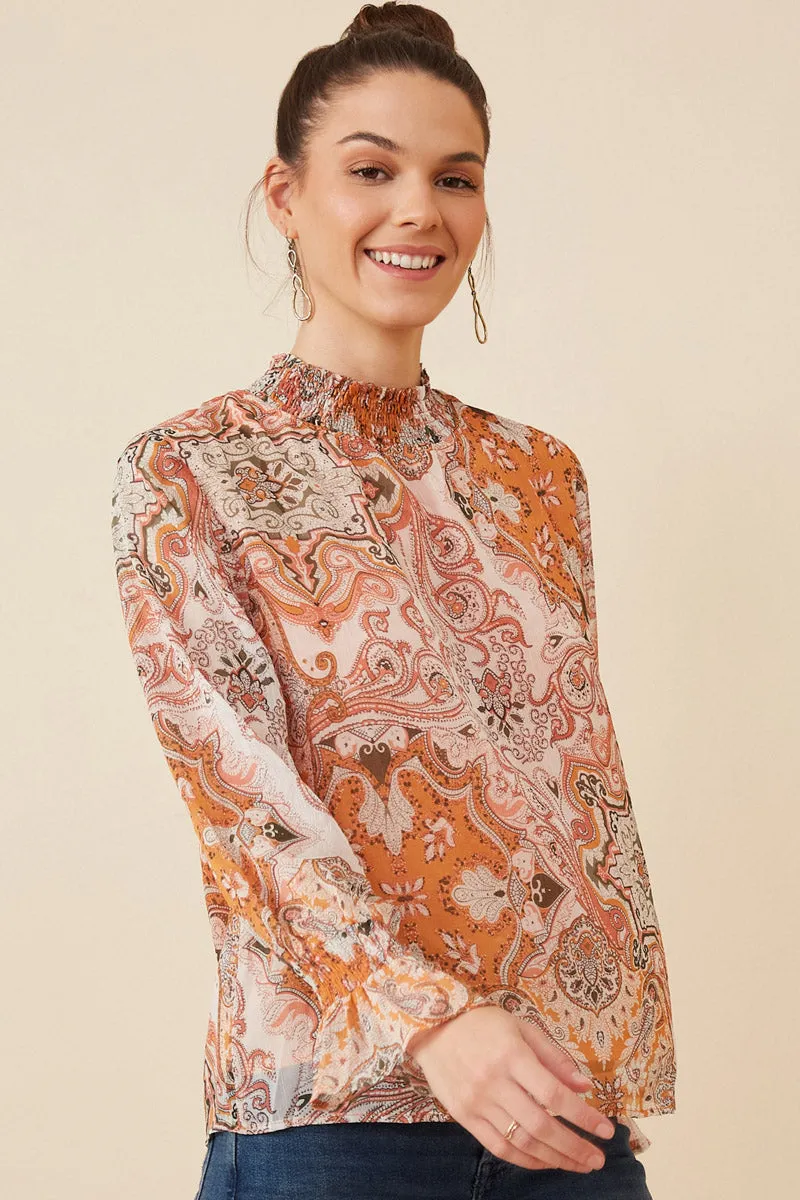 Womens Paisley Print Smock Detail Chiffon Top sold by Hayden product image thumbnail 4