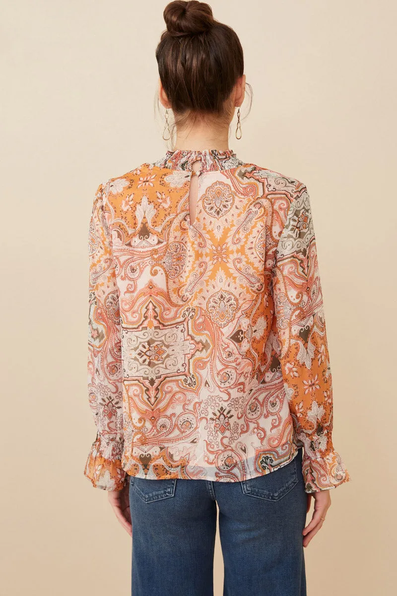 Womens Paisley Print Smock Detail Chiffon Top sold by Hayden product image thumbnail 5