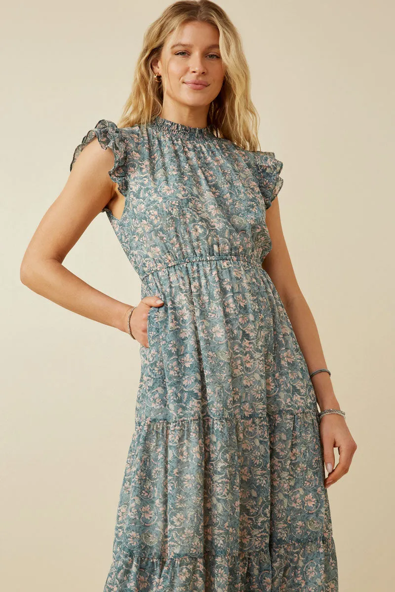 Womens Botanical Print Ruffle Detail Chiffon Dress sold by Hayden product image thumbnail 3