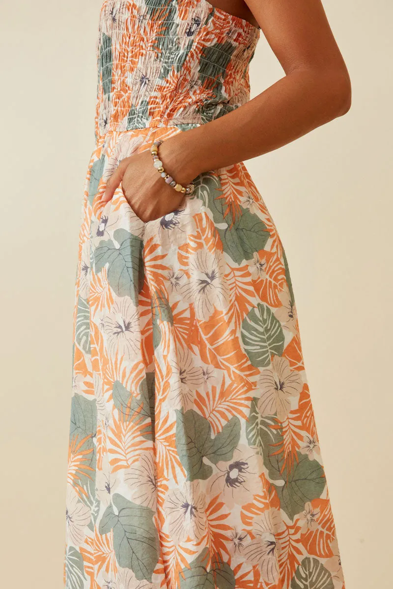 Womens Textured Island Print Smocked Halter Dress sold by Hayden product image thumbnail 3