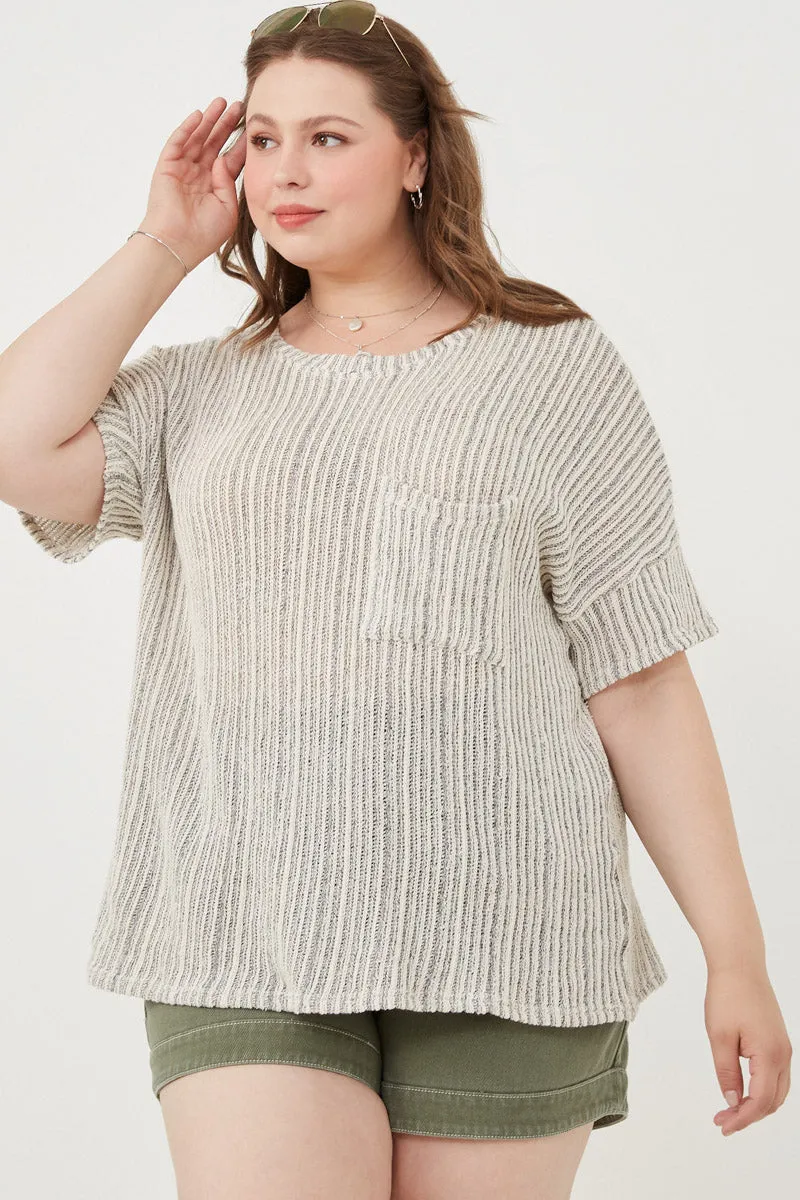 Womens Loose Knit Textured Pocket Detail Knit Top sold by Hayden product image thumbnail 2