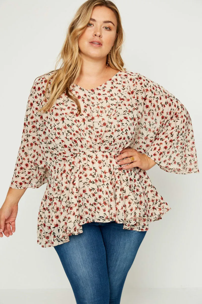 Womens Dolman Sleeve Floral Peplum Top sold by Hayden product image thumbnail 2