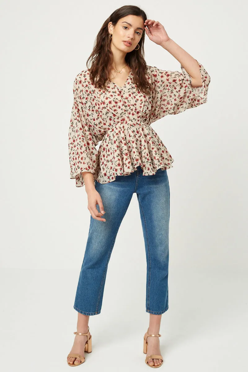 Womens Dolman Sleeve Floral Peplum Top sold by Hayden product image thumbnail 3