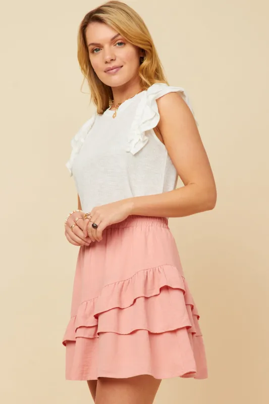 Womens Marled Textured Ruffled Rib Knit Tank sold by Hayden