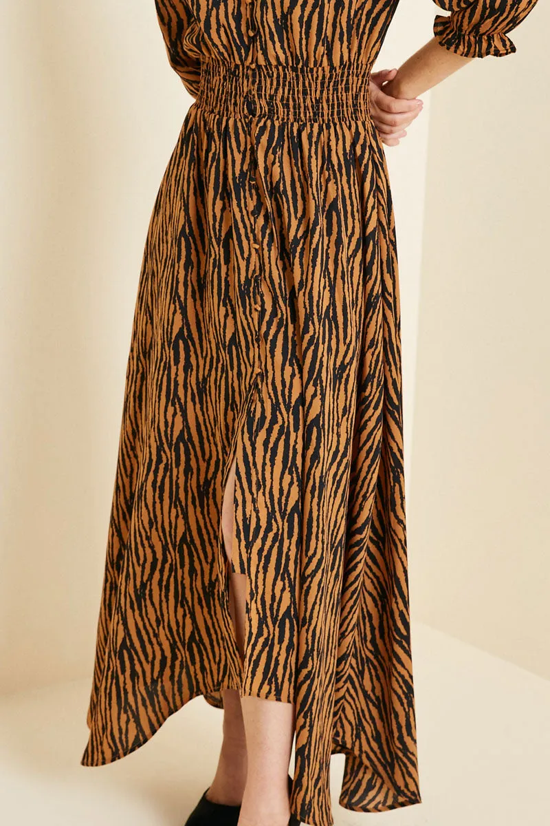 Womens Button-Down Tiger Print Midi Dress sold by Hayden product image thumbnail 5