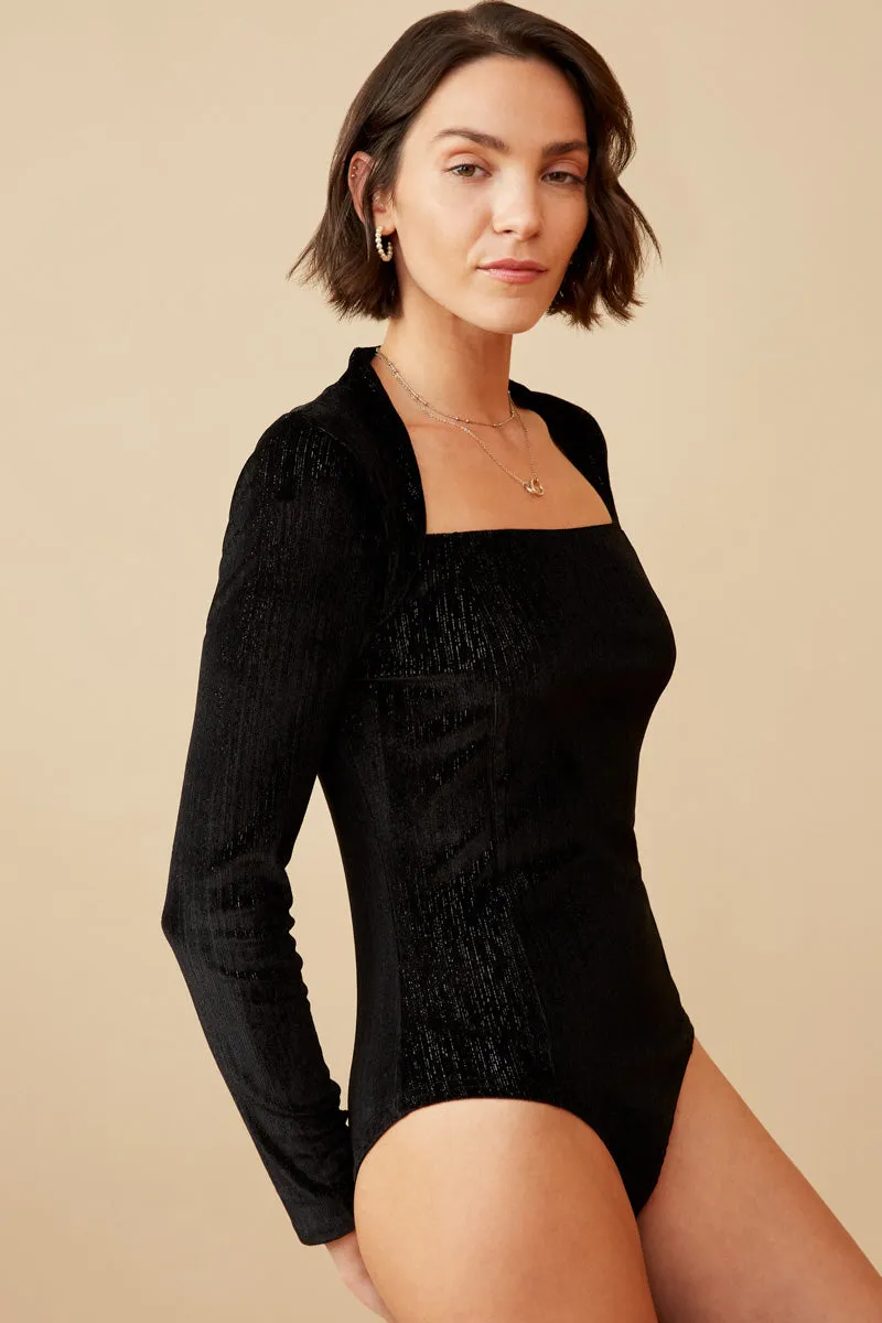 Womens Brushed Lurex Square Neck Long Sleeve Bodysuit sold by Hayden product image thumbnail 4