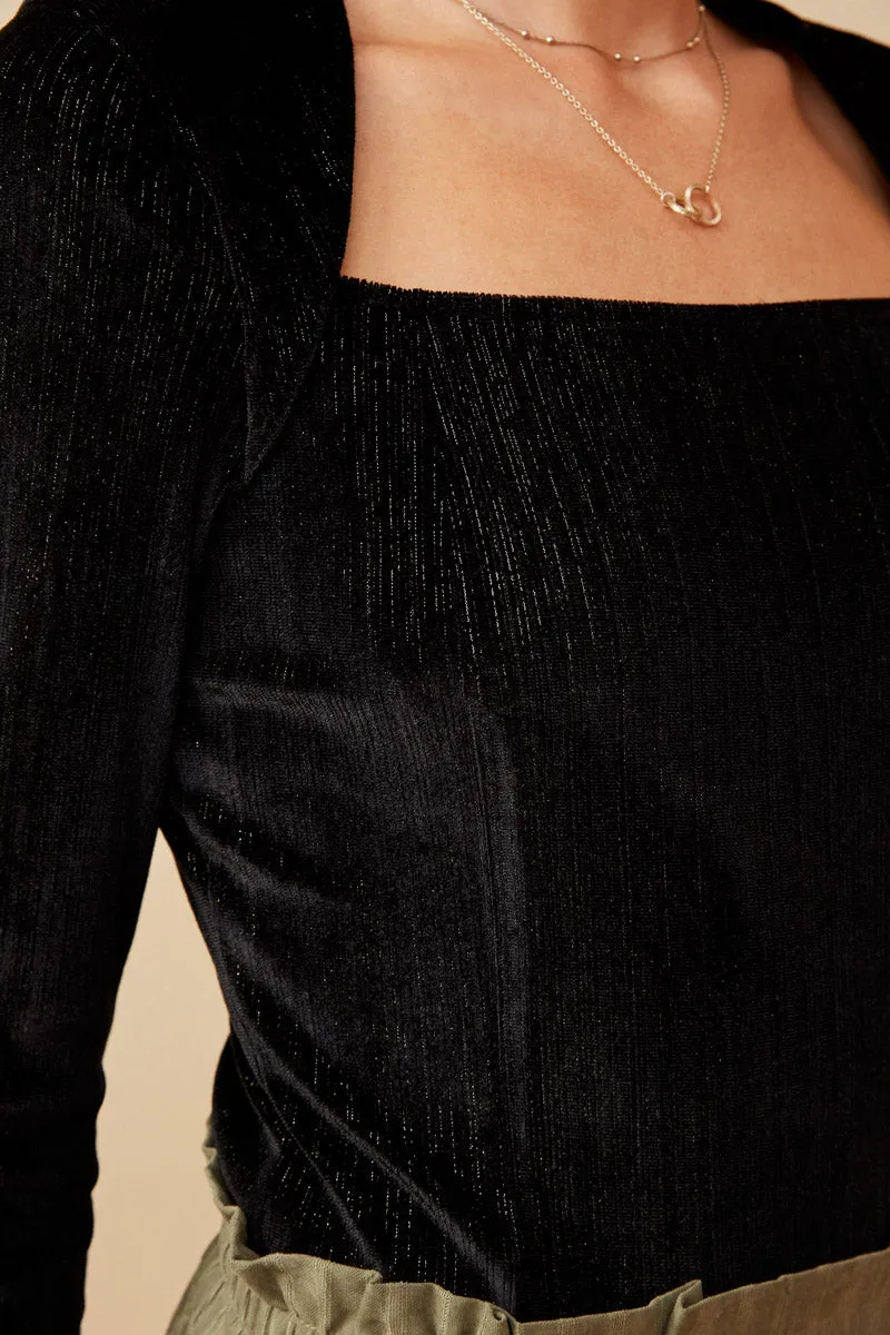 Womens Brushed Lurex Square Neck Long Sleeve Bodysuit sold by Hayden product image thumbnail 5