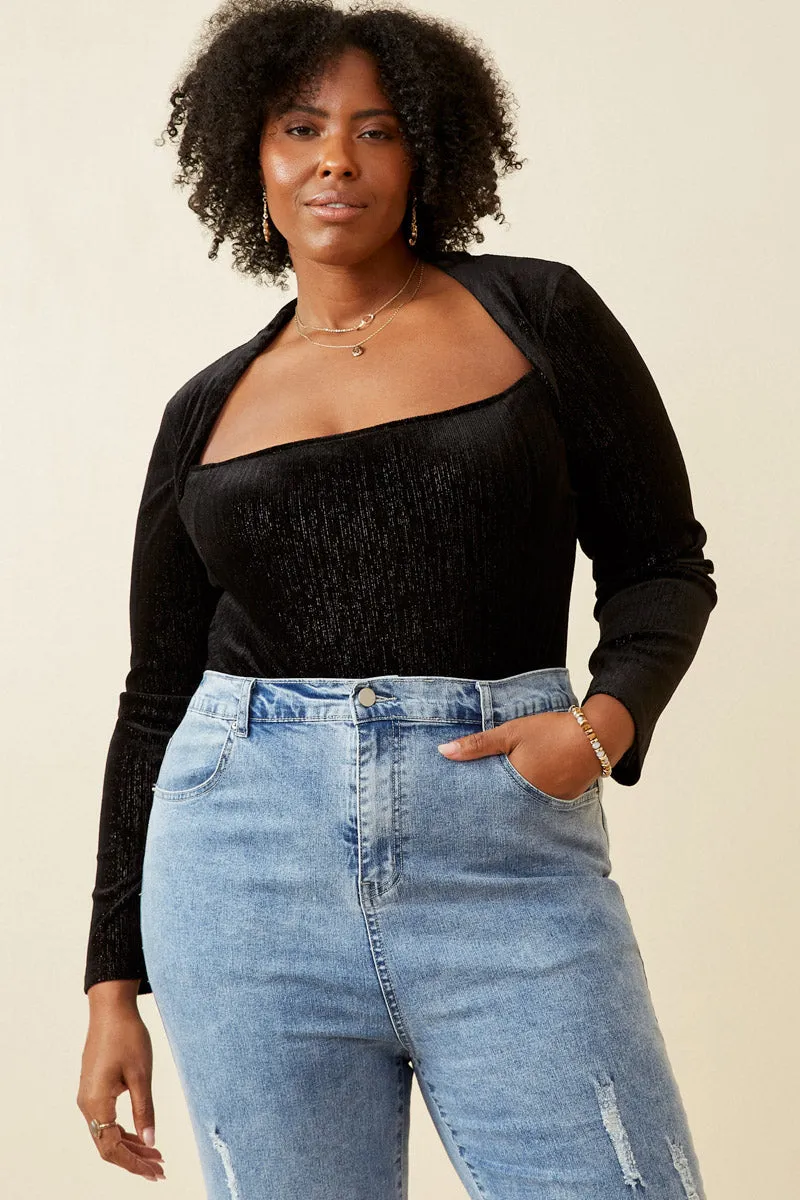 Womens Brushed Lurex Square Neck Long Sleeve Bodysuit sold by Hayden product image thumbnail 3