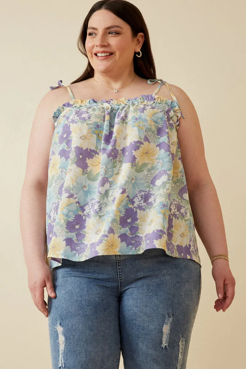 Womens Soft Floral Ruffled Bodice Tank sold by Hayden product image thumbnail 2