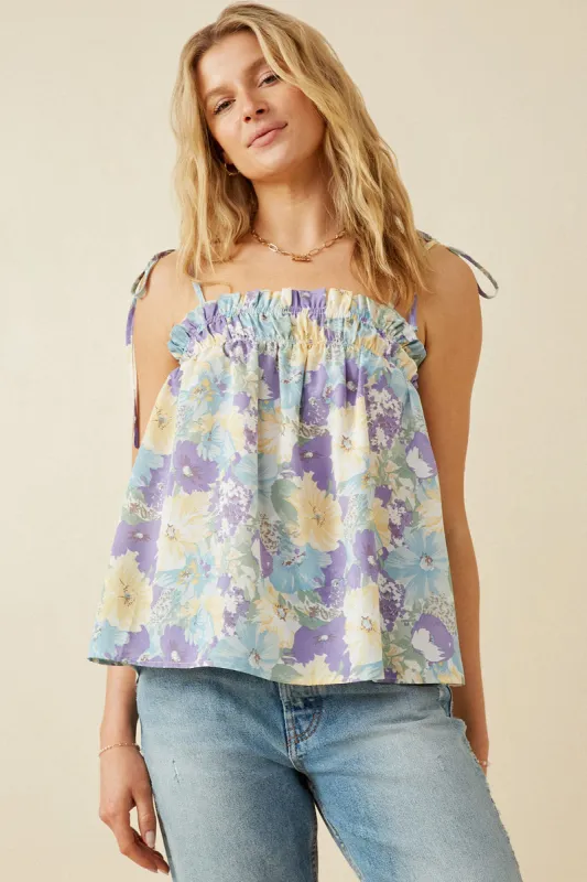 Womens Soft Floral Ruffled Bodice Tank sold by Hayden
