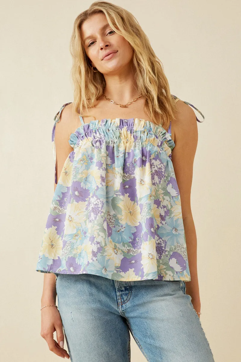 Womens Soft Floral Ruffled Bodice Tank sold by Hayden