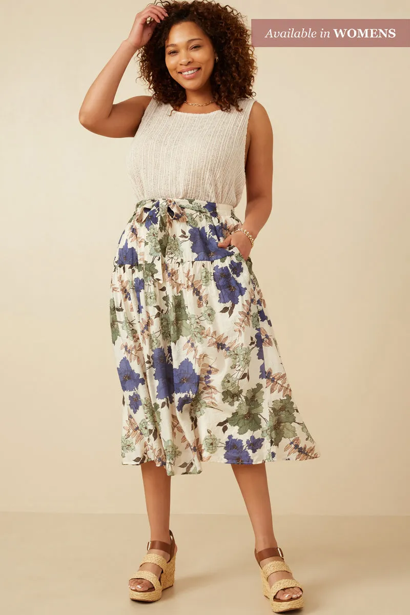 Womens Textured Floral Tie Front Midi Skirt sold by Hayden