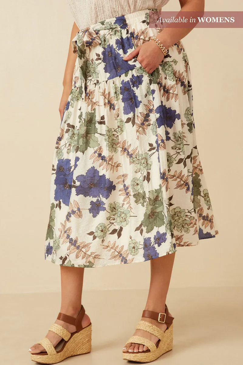 Womens Textured Floral Tie Front Midi Skirt sold by Hayden product image thumbnail 2