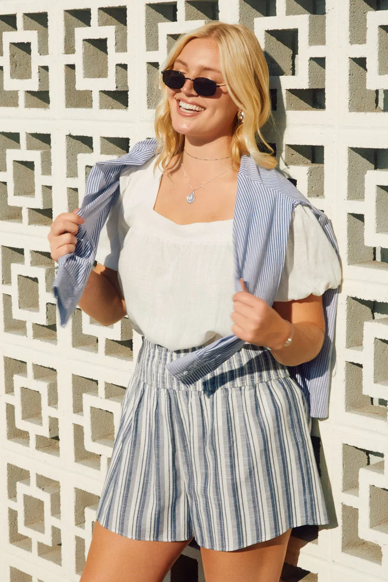 Womens Heathered Stripe Smocked Waist Soft Shorts sold by Hayden product image thumbnail 2