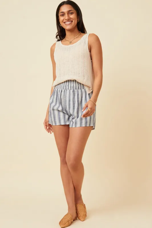 Womens Heathered Stripe Smocked Waist Soft Shorts sold by Hayden