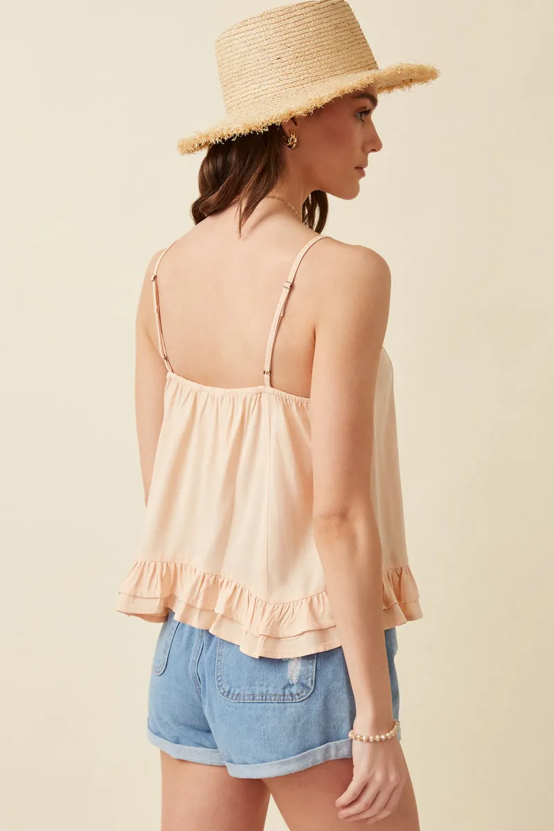 Womens Lace Trim Ruffled Hem Tank sold by Hayden product image thumbnail 5