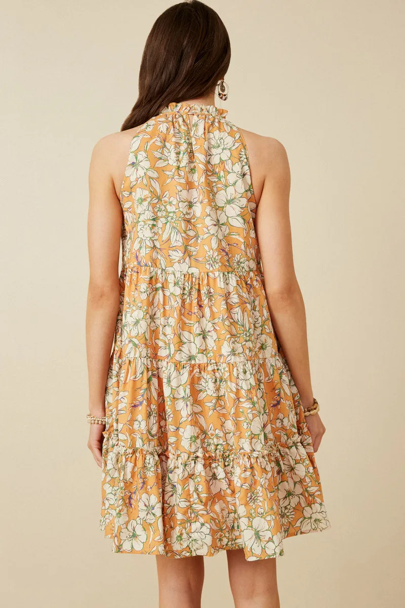 Womens Floral Print Ruffled Neck Tiered Tank Dress sold by Hayden product image thumbnail 5
