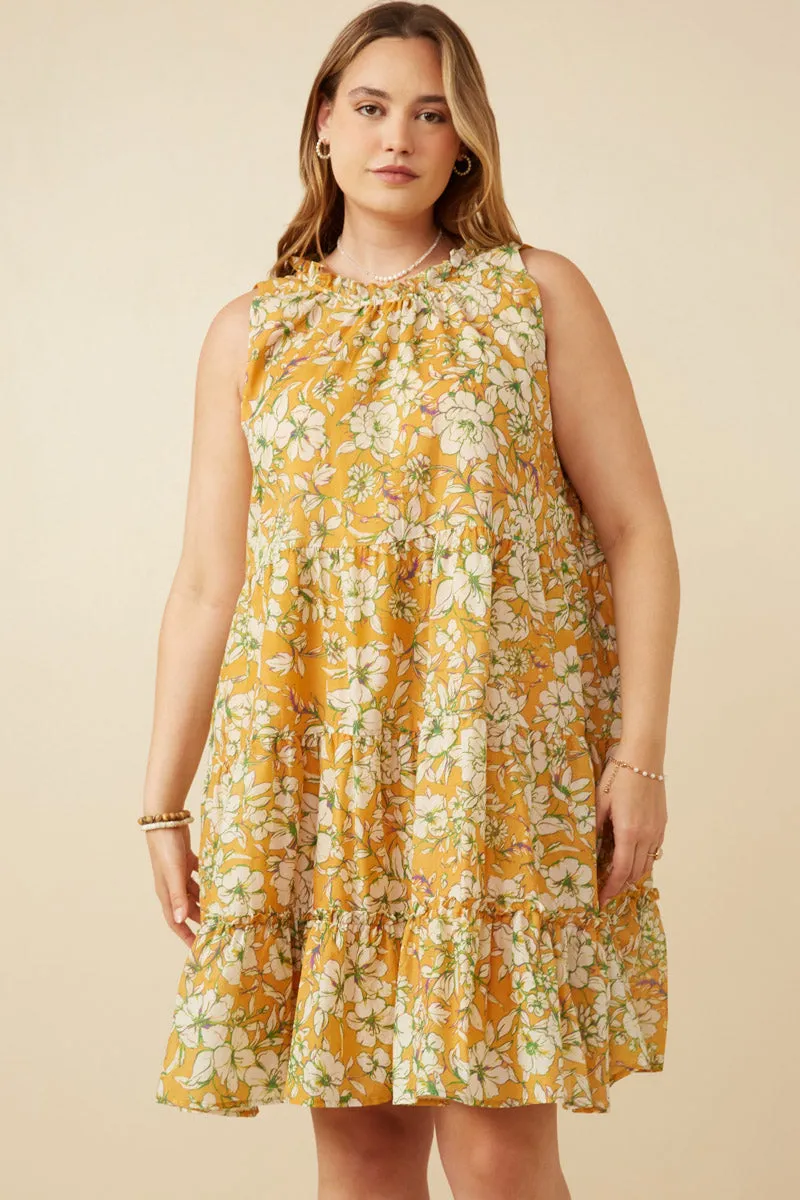 Womens Floral Print Ruffled Neck Tiered Tank Dress sold by Hayden product image thumbnail 2