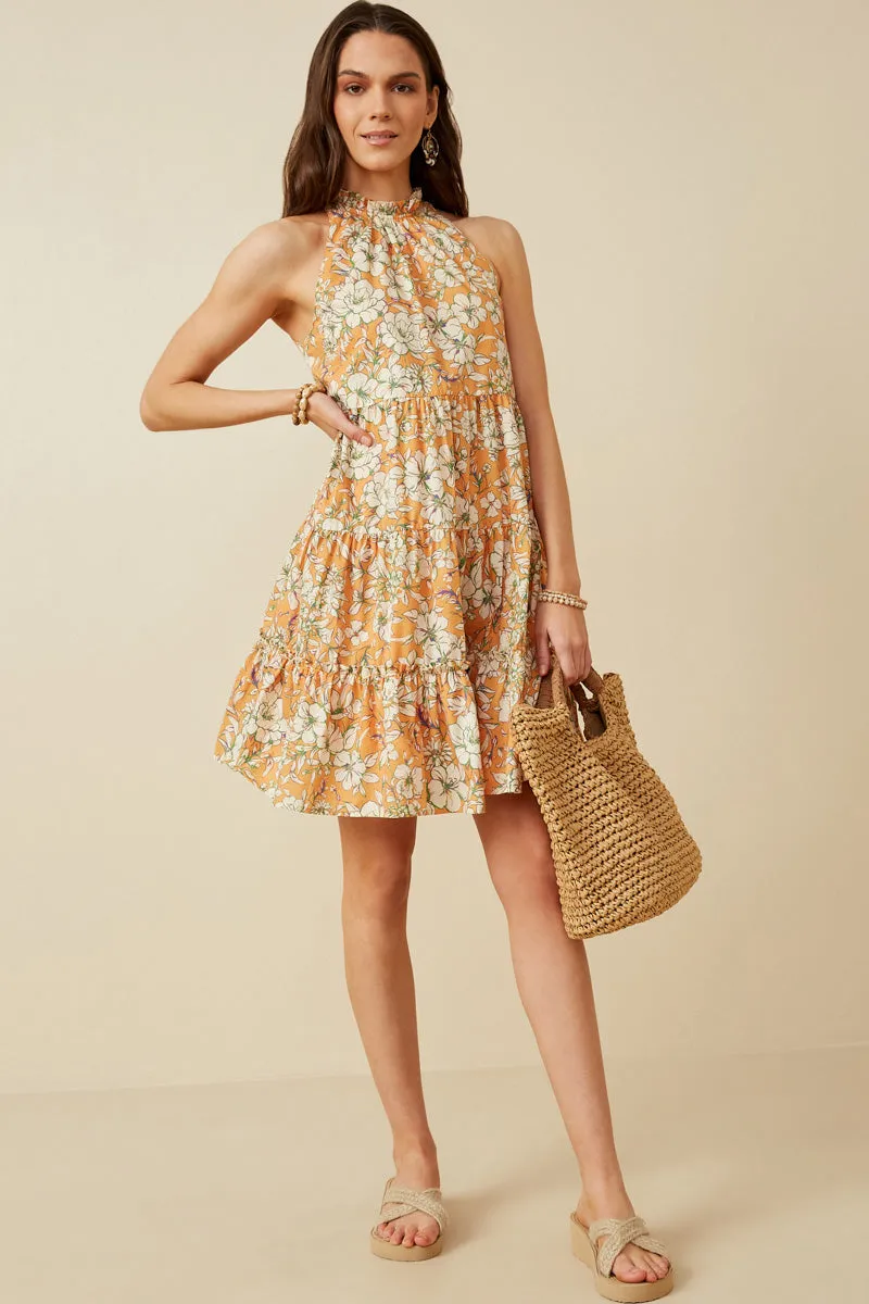 Womens Floral Print Ruffled Neck Tiered Tank Dress sold by Hayden product image thumbnail 3