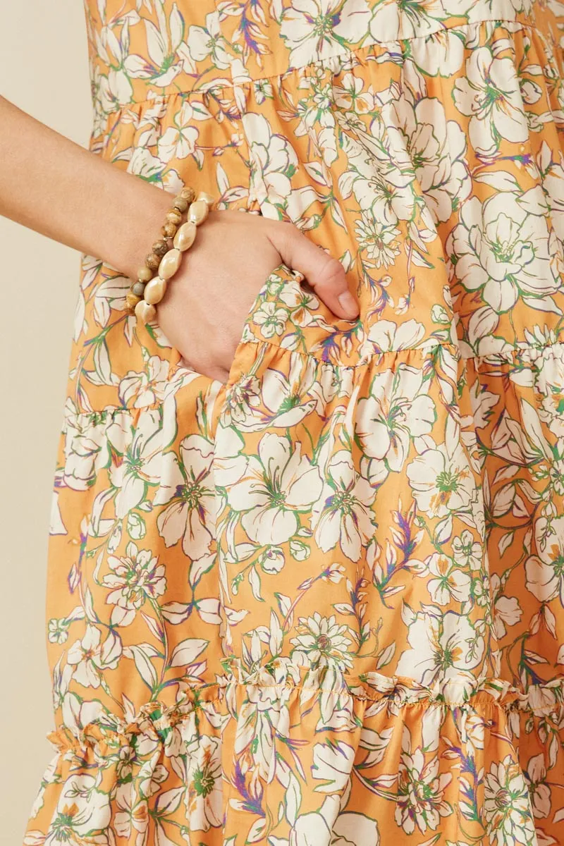 Womens Floral Print Ruffled Neck Tiered Tank Dress sold by Hayden product image thumbnail 4