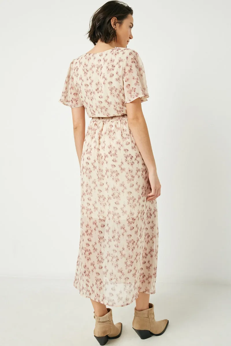 Womens V Neck Flutter Sleeve Side Slit Maxi Dress sold by Hayden product image thumbnail 4