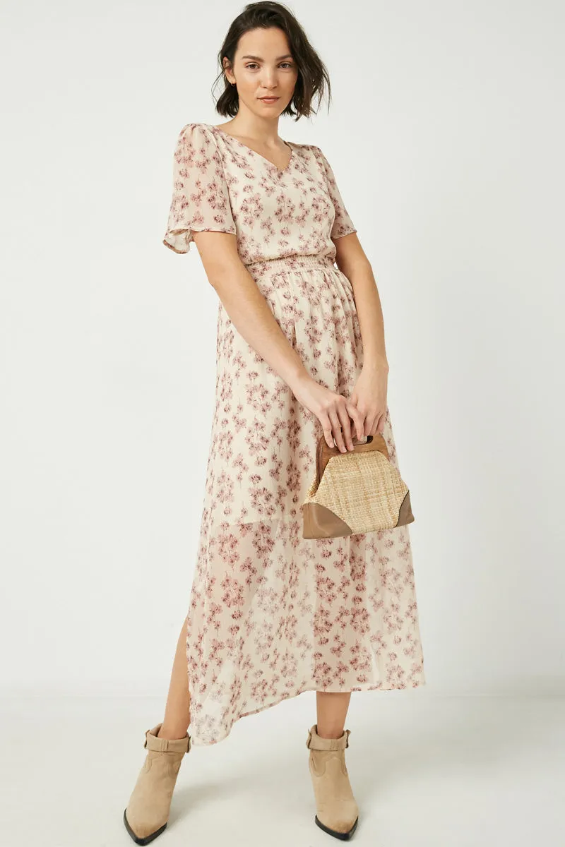 Womens V Neck Flutter Sleeve Side Slit Maxi Dress sold by Hayden product image thumbnail 5