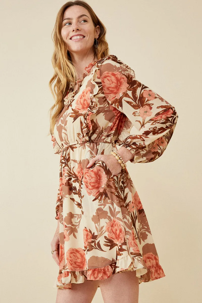 Womens Romantic Floral Ruffle Detailed Long Sleeve Dress sold by Hayden product image thumbnail 4