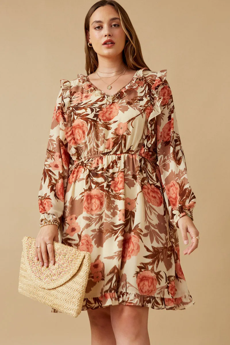 Womens Romantic Floral Ruffle Detailed Long Sleeve Dress sold by Hayden product image thumbnail 2