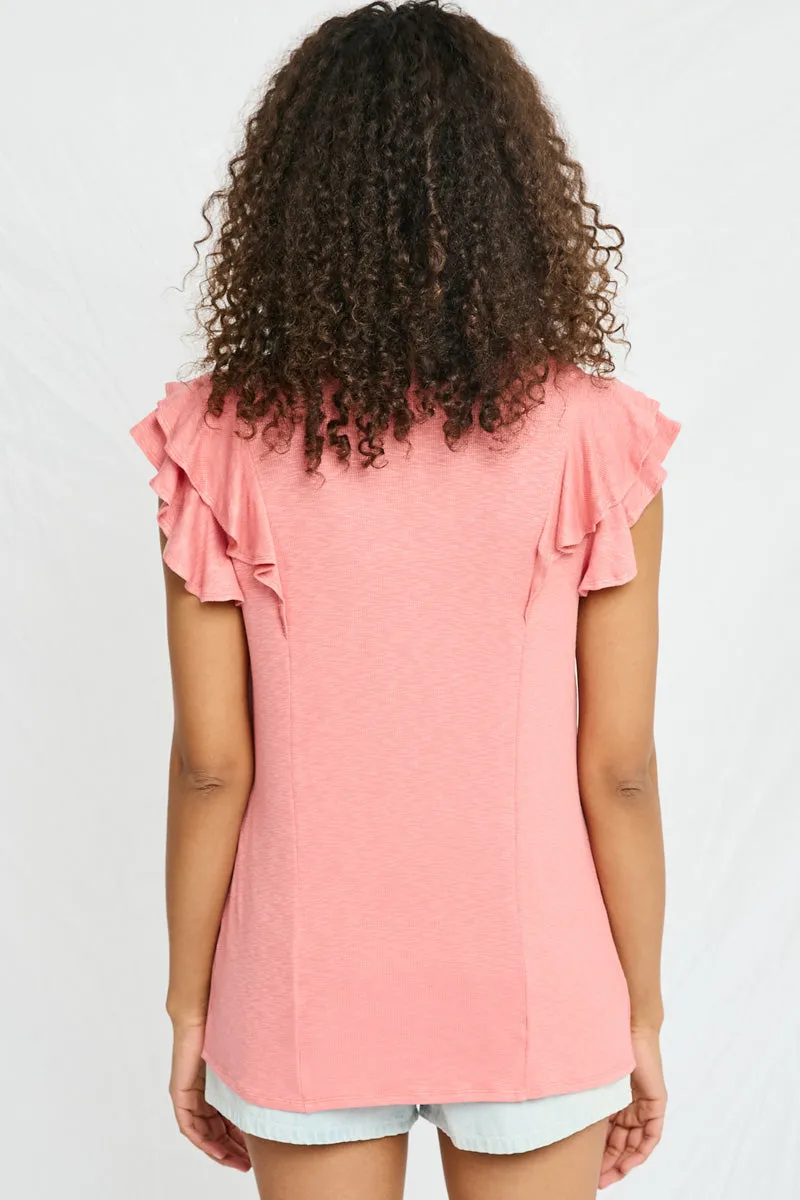 Womens Layered Ruffle Rib Knit Top sold by Hayden product image thumbnail 4