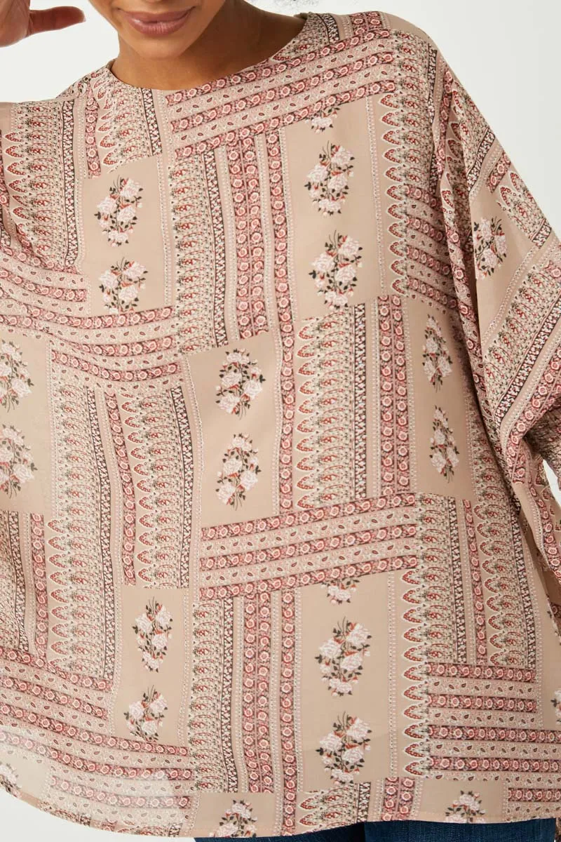 Hankerchief Print Smocked Cuff Dolman Top sold by Hayden product image thumbnail 3