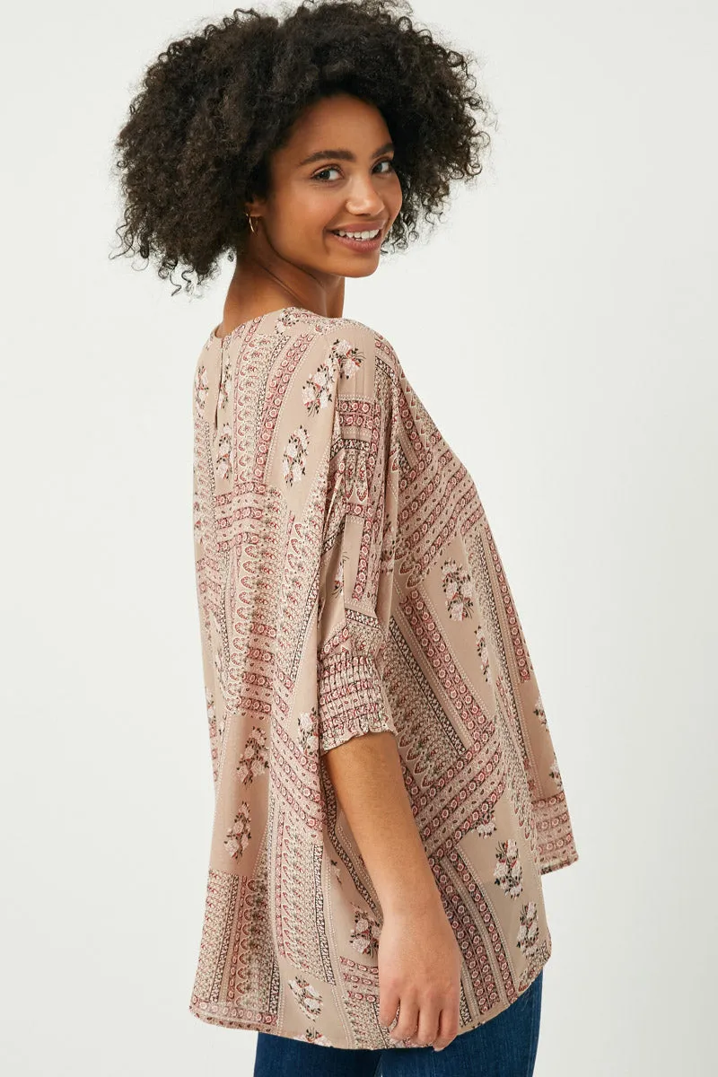 Hankerchief Print Smocked Cuff Dolman Top sold by Hayden product image thumbnail 4