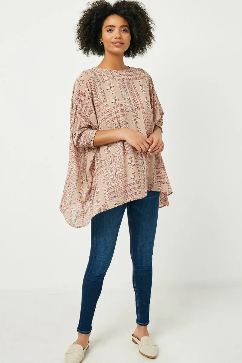 Hankerchief Print Smocked Cuff Dolman Top sold by Hayden product image thumbnail 5