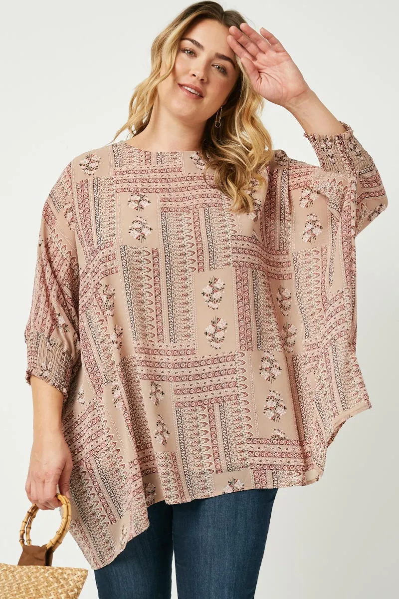 Hankerchief Print Smocked Cuff Dolman Top sold by Hayden product image thumbnail 2