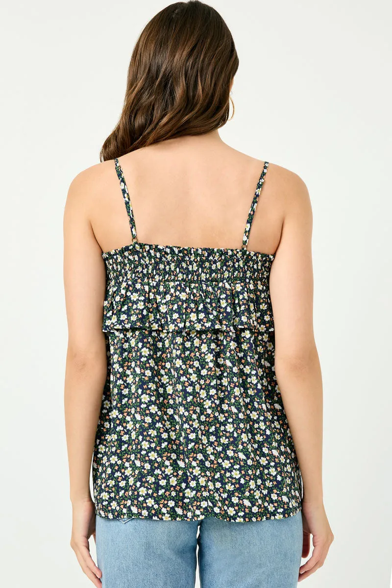 Womens Smocked Floral Ruffle Tank sold by Hayden product image thumbnail 4