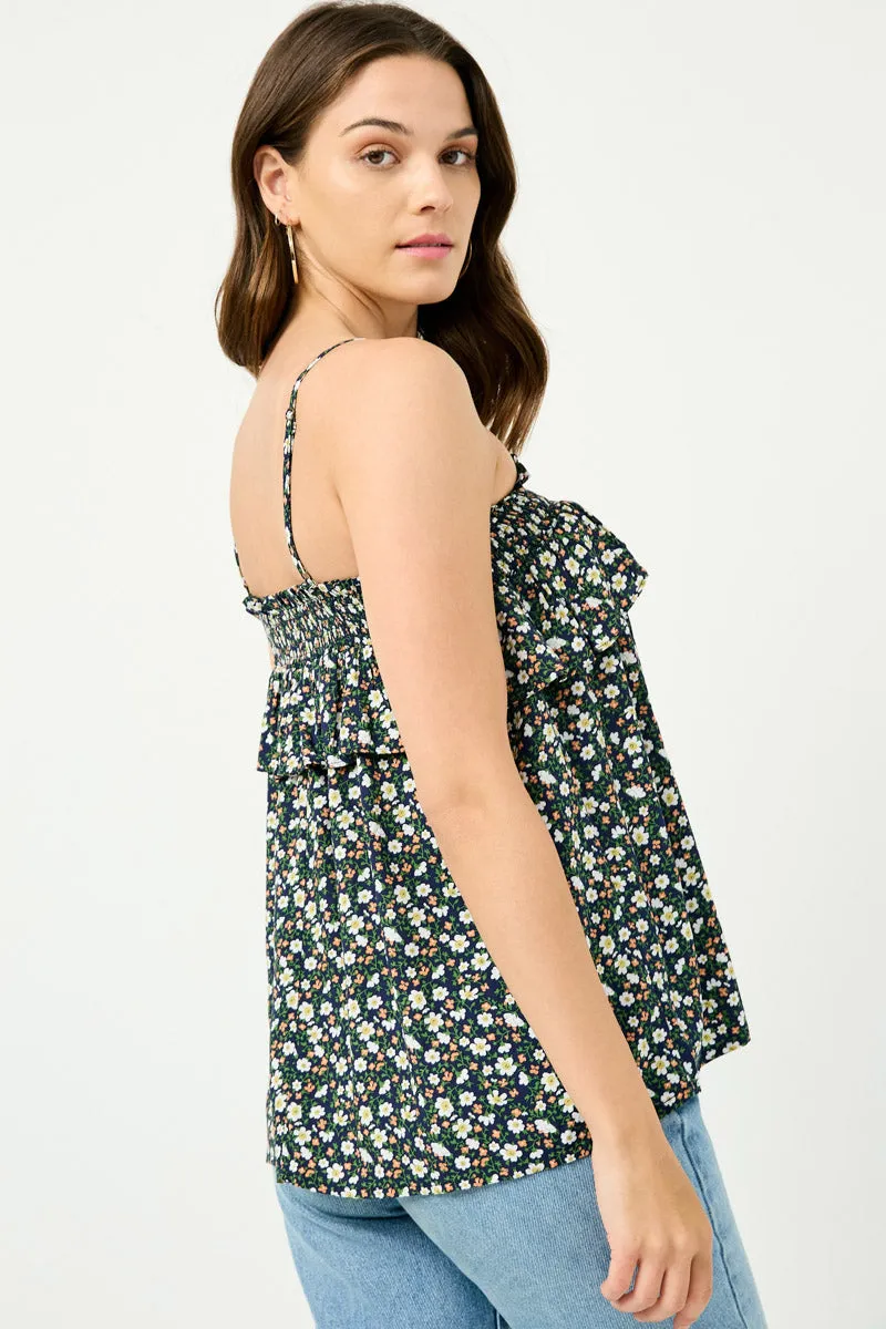 Womens Smocked Floral Ruffle Tank sold by Hayden product image thumbnail 5