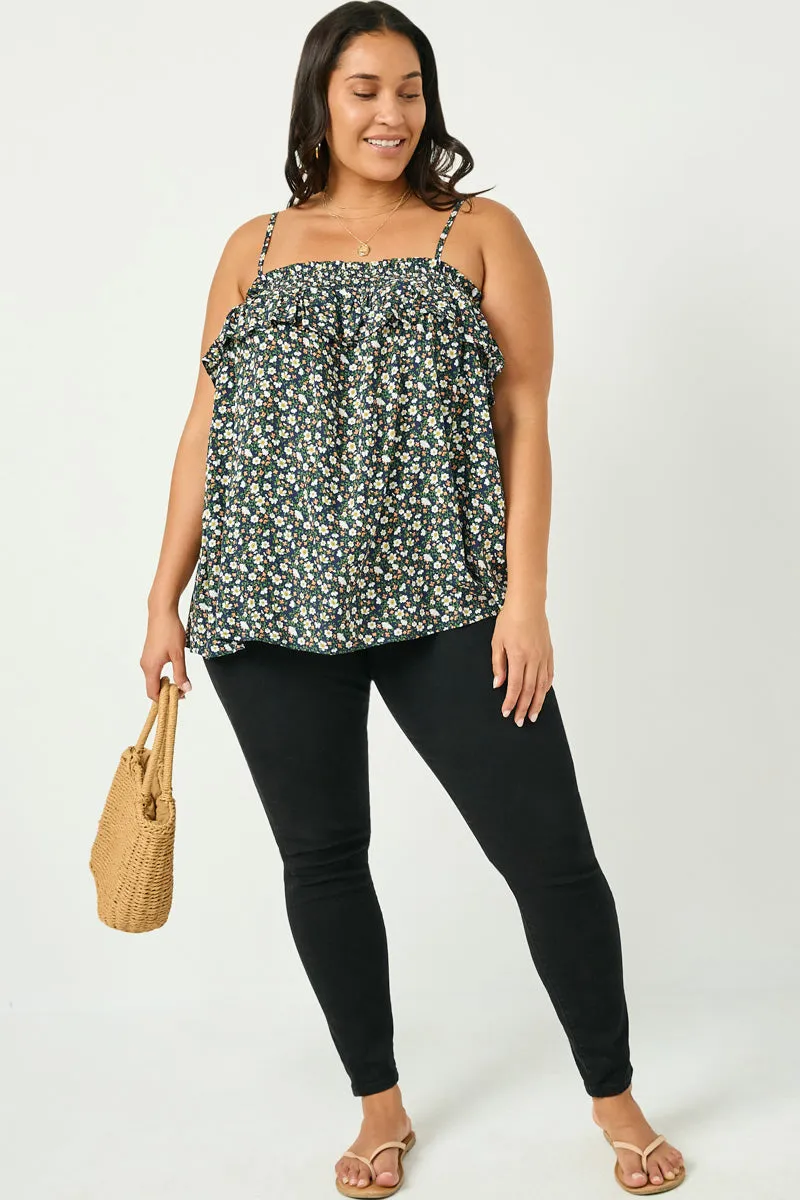 Womens Smocked Floral Ruffle Tank sold by Hayden product image thumbnail 2