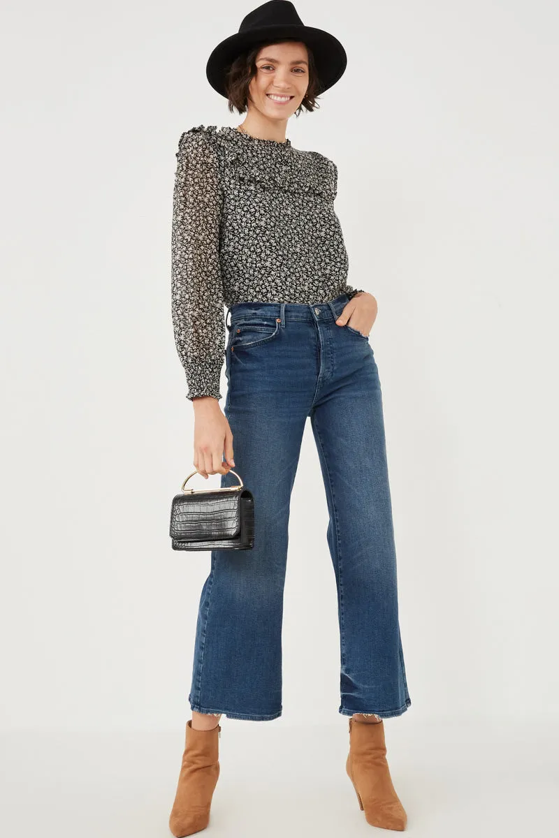 Womens Ditsy Floral Ruffled Bib Smocked Cuff Top sold by Hayden product image thumbnail 5