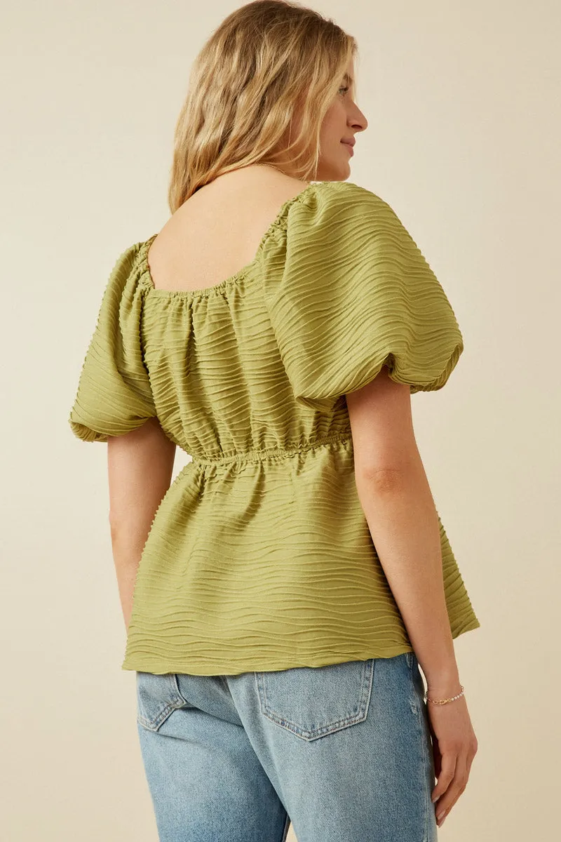 Womens Textured Exaggerated Puff Sleeve Surplice Top sold by Hayden product image thumbnail 5
