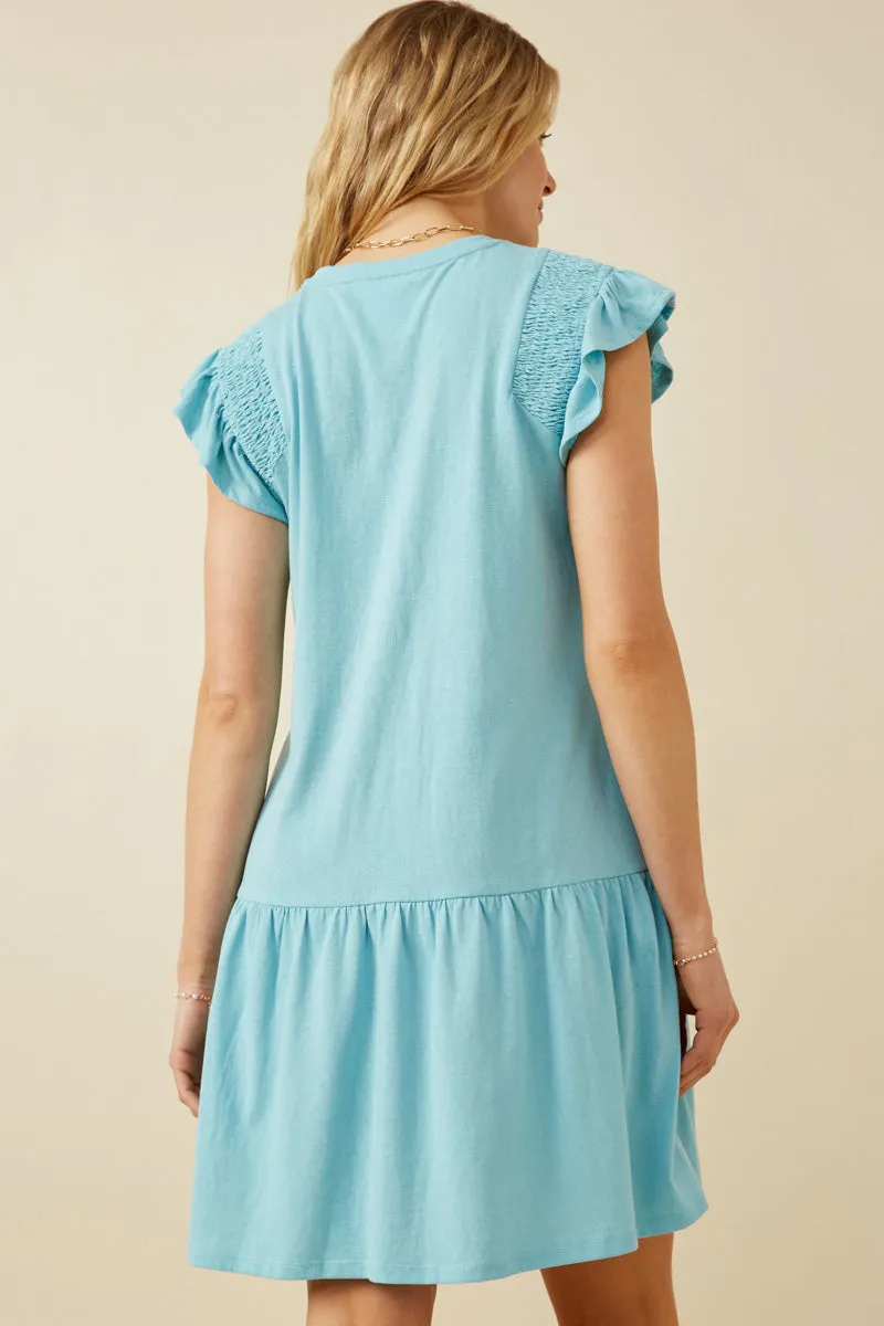 Womens Smocked Shoulder Ruffle Detail Knit Dress sold by Hayden product image thumbnail 5