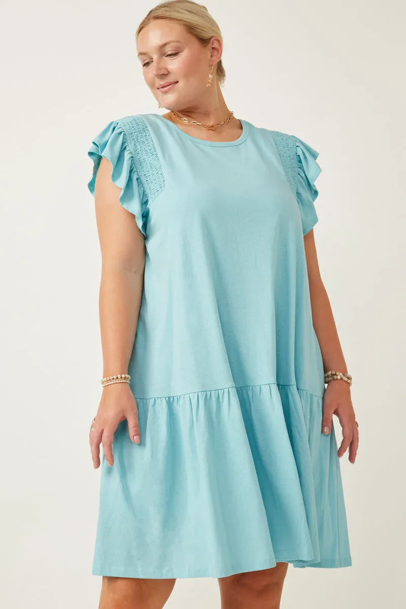 Womens Smocked Shoulder Ruffle Detail Knit Dress sold by Hayden product image thumbnail 2